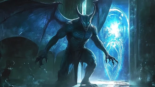 Horned Demon at Glowing Portal