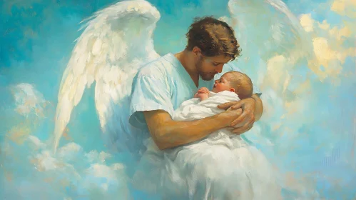 Guardian Angel Holding a Sleeping Baby