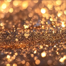 Close-Up of Golden Glitter with Sparkling Bokeh