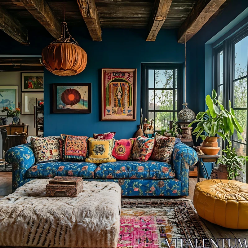 Bohemian Style Interior Design AI Image