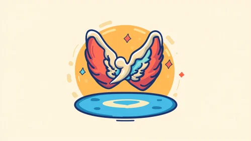 Whimsical Winged Portal Illustration