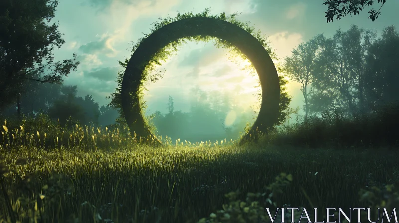 Green Portal in the Field AI Image