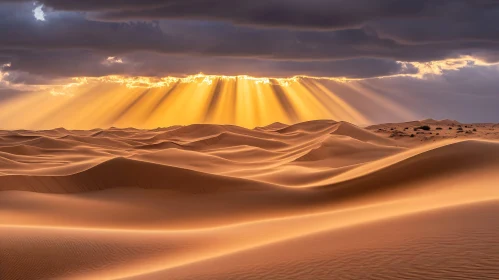 Sunrise Overrolling Desert Dunes