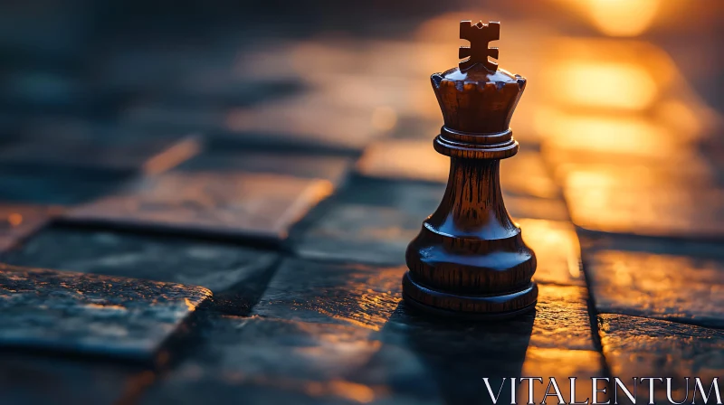 Majestic Chess King in Golden Light AI Image