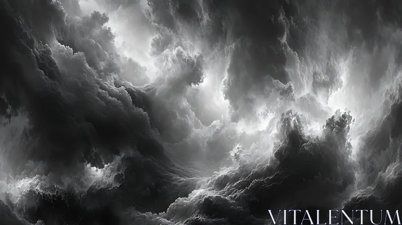 AI ART Monochromatic Storm Clouds: Sky's Moody Palette