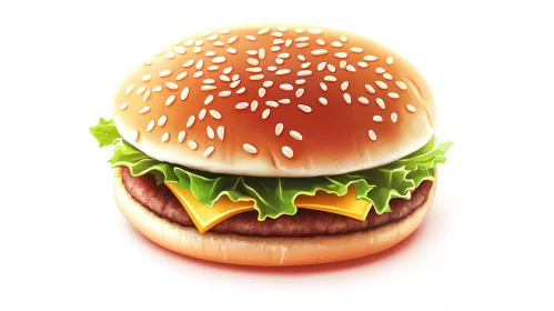 Delicious Cheeseburger with Sesame Bun