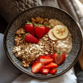 Nutritious Morning Bowl with Yogurt, Strawberries, and Banana