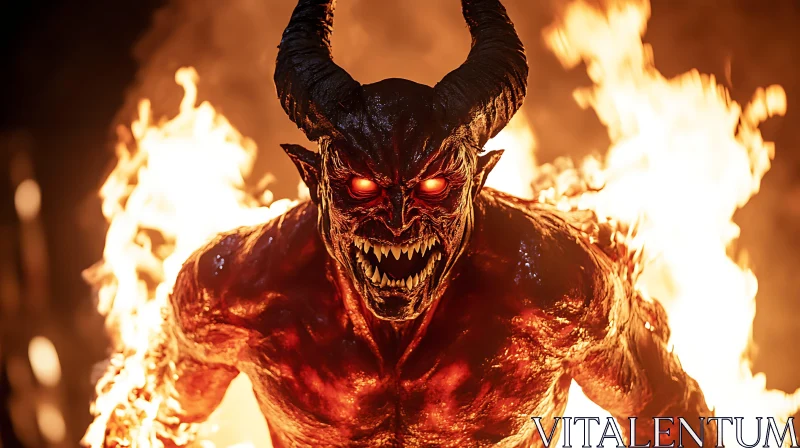 Portrait of a Demon in Flames AI Image