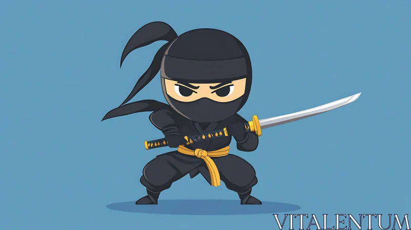 Cartoon Ninja Ready for Action AI Image