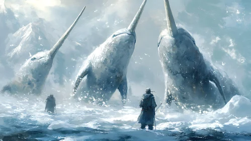 Arctic Narwhals and the Mysterious Figures