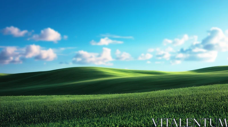 AI ART Rolling Green Hills Landscape