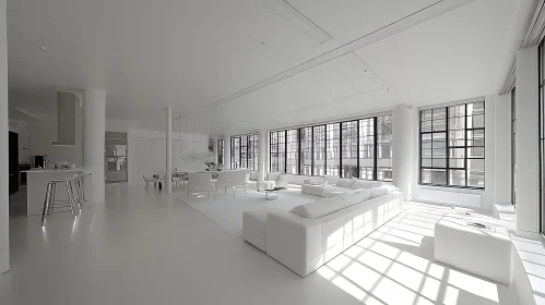 Minimalist White Living Space with Large Windows