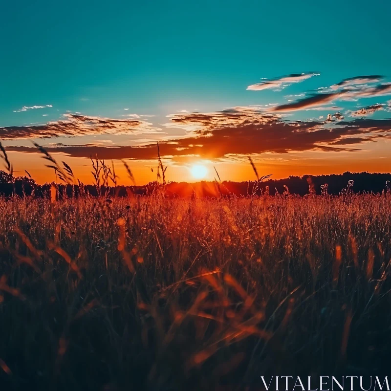 AI ART Sunset Over Golden Field