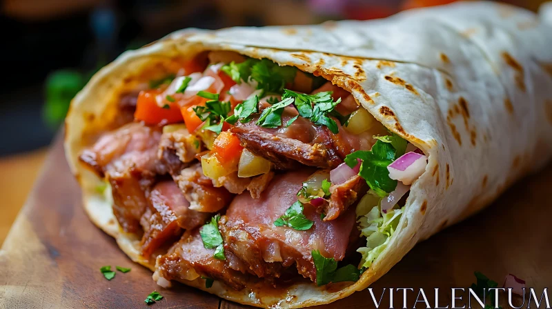 Savory Shawarma Wrap with Fresh Ingredients AI Image