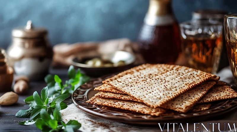 Passover Matzah Feast Still Life AI Image