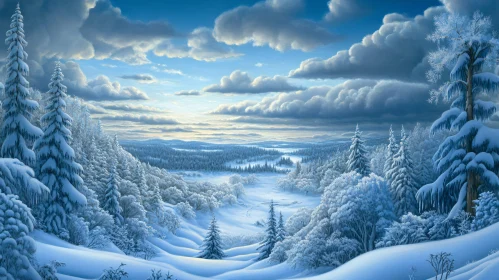 Enchanted Winter Landscape with Snowy Trees