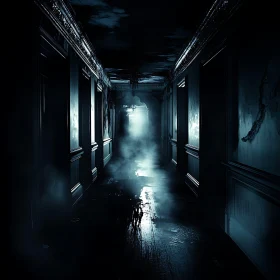 Mysterious Foggy Hallway Interior