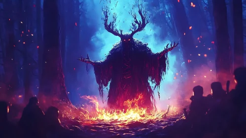 Antlered Forest Monster in Dark Ambiance