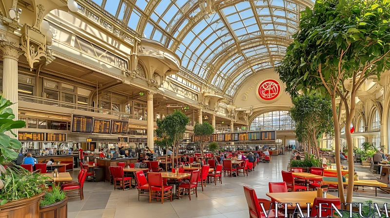 Indoor Restaurant with Tables and Chairs AI Image