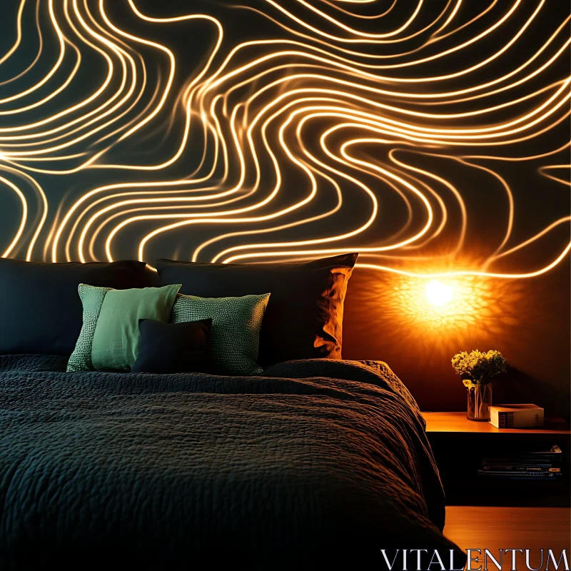 AI ART Cozy Bedroom with Ambient Lighting