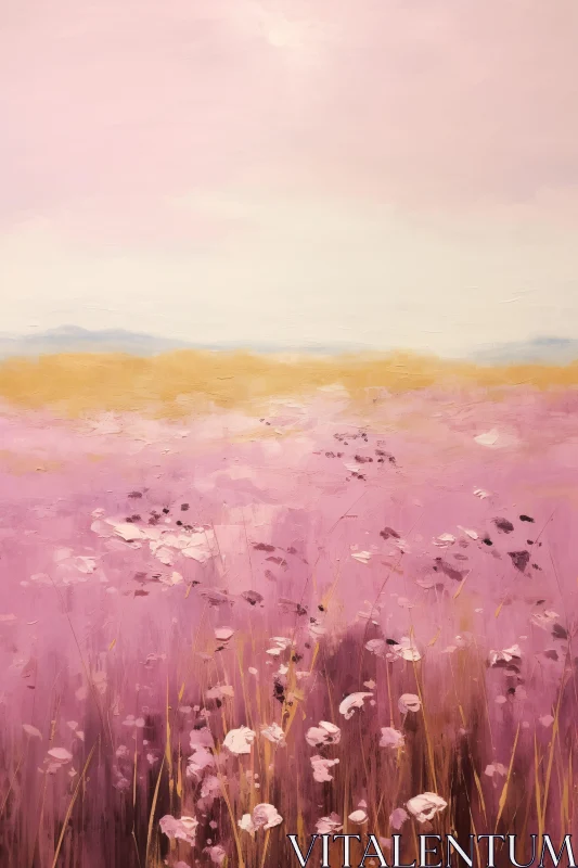 Soft Pink Flower Field AI Image