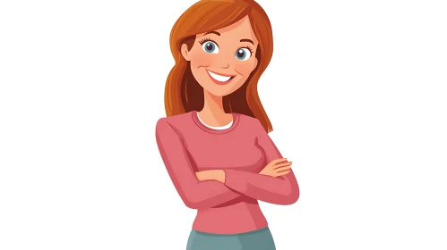 Red-Haired Woman Cartoon Character