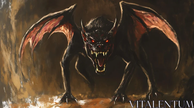 AI ART Shadow Beast with Fiery Eyes Artwork