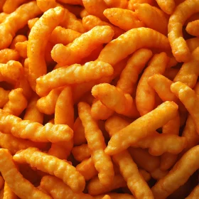 Golden Cheese Puffs Imaged Close-Up