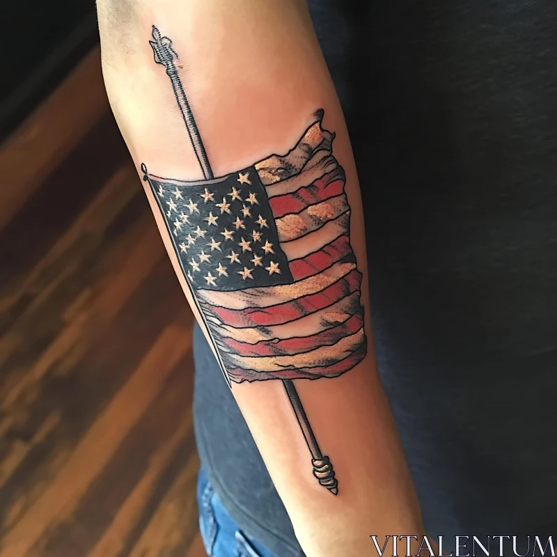 Patriotic American Flag Tattoo Design AI Image