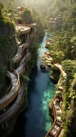 Futuristic Hotel in the Jungle with Waterfalls - A Captivating Retreat