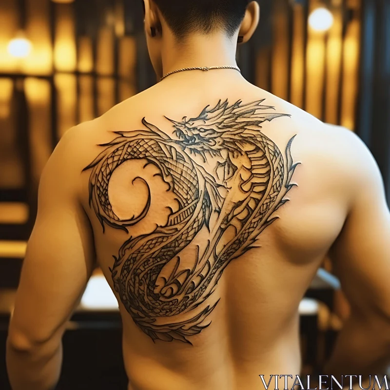 AI ART Detailed Dragon Tattoo on Back