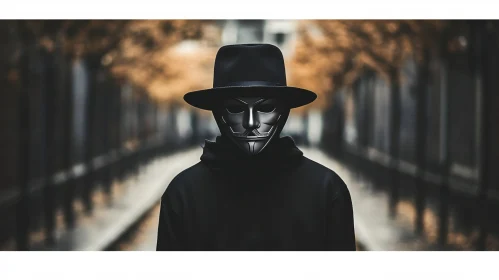 Anonymous Masked Character in Urban Setting
