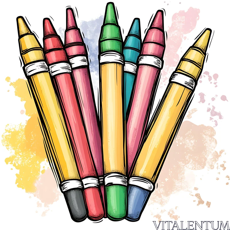 AI ART Colorful Crayons Art Supplies Still Life