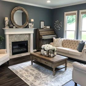 Cozy Interior with Fireplace and Piano