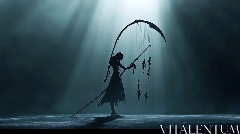 AI ART Dark Fantasy: Silhouette with Scythe