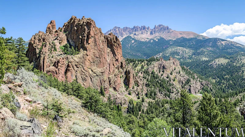 Rugged Rock Formations in Mountainous Scenery AI Image