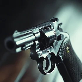 Close-Up of a Shiny Metal Revolver