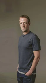 Mark Zuckerberg in a Dark Grey T-Shirt