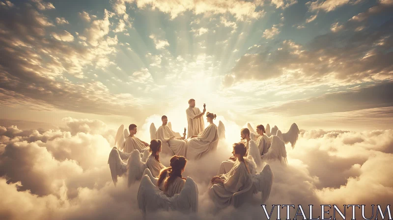 AI ART Heavenly Assembly of Angels in Clouds