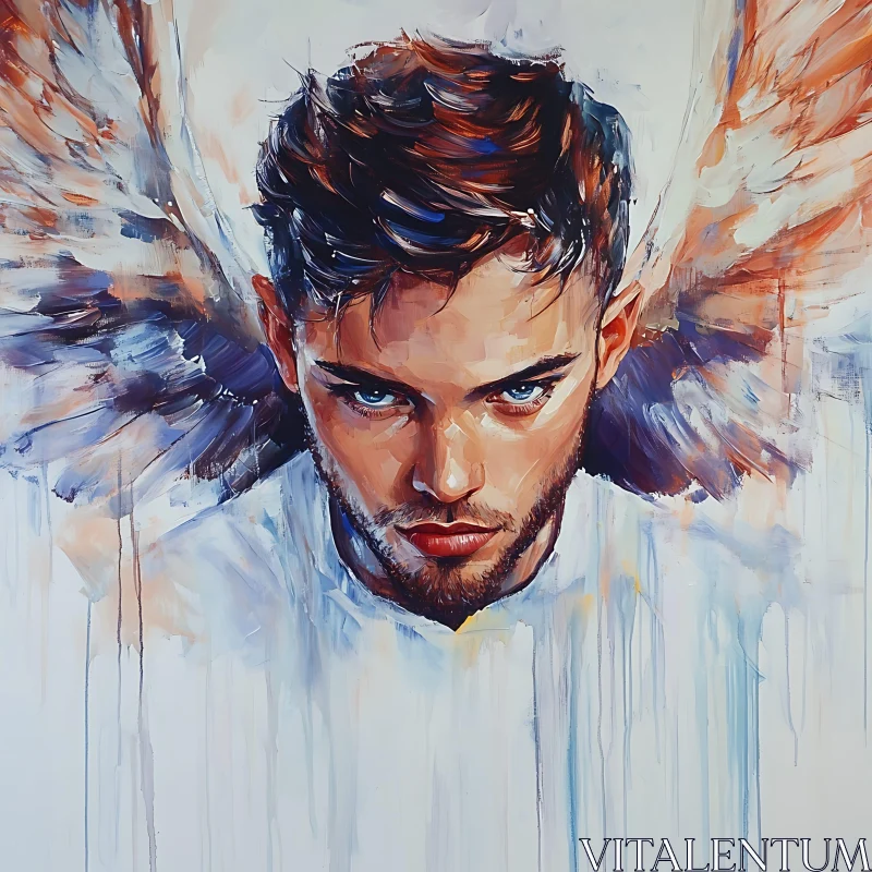 Portrait of a Man with Wings AI Image