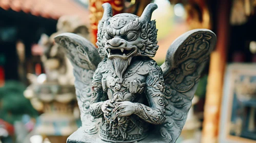 Ancient Winged Gargoyle Statue Art