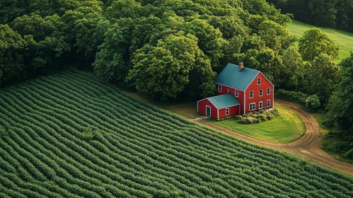 Idyllic Countryside Farmhouse Scene