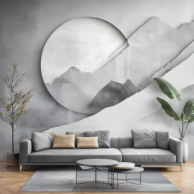 Modern Living Room with Mountain Art