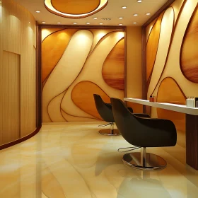 Contemporary Salon Interior with Abstract Walls