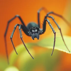 Detailed Macro Image of a Spider on a Leaf