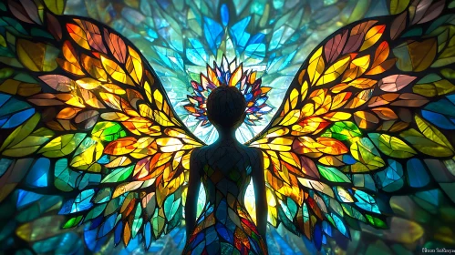 Angel with Stained Glass Wings Art
