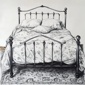 Monochrome Bed with Floral Bedding