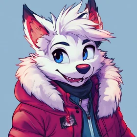 Cartoon Furry in Winter Jacket