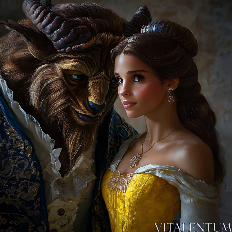 Beauty and the Beast Portrait AI Image