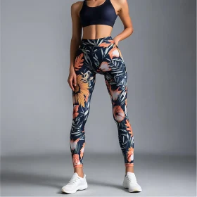 Woman in Floral Leggings